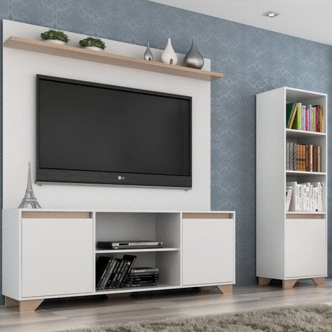 Conjunto Rack com Painel para TV 42 Polegadas e Estante Benevello 2037 Quiditá