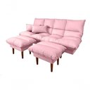 Ver imagem 1 de Sofá Cama Andorra com Banqueta Corano 3 Lugares Reclinável Império Rosa 309