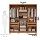Ver imagem 4 de Guarda-Roupa Casal 3 Portas de Correr com Espelho e Pés 199cm 100% MDF Roma Espresso Móveis Bege/Cinamomo/Off White