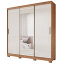 Ver imagem 3 de Guarda-Roupa Casal 3 Portas de Correr com Espelho e Pés 199cm 100% MDF Roma Espresso Móveis Bege/Cinamomo/Off White