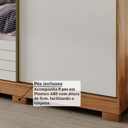 Guarda-Roupa Casal 3 Portas de Correr com Espelho e Pés 199cm 100% MDF Roma Espresso Móveis - 13