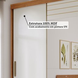 Guarda-Roupa Casal 3 Portas de Correr com Espelho e Pés 199cm 100% MDF Roma Espresso Móveis - 7