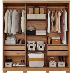 Guarda-Roupa Casal 3 Portas de Correr com Espelho e Pés 199cm 100% MDF Roma Espresso Móveis - 5