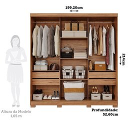 Guarda-Roupa Casal 3 Portas de Correr com Espelho e Pés 199cm 100% MDF Roma Espresso Móveis - 4