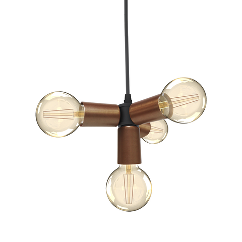 Lustre Pendente Nick Cobre Para 4 Lâmpadas Bivolt Taschibra