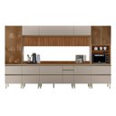 Ver imagem 2 de Cozinha Completa Modulada 370cm x 218,5cm Aéreo MDF Tq e Crt 8 Peças Proença Bege/Nogueira/Nude Prime