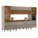 Ver imagem 5 de Cozinha Completa Modulada 370cm x 218,5cm Aéreo MDF Tq e Crt 8 Peças Proença Bege/Nogueira/Nude Prime