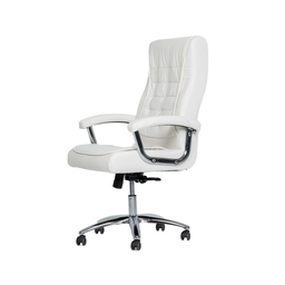 Cadeira de Escritório Ergonômica Giratória Couro Presidente Molas Califórnia Fratini Branco - 1