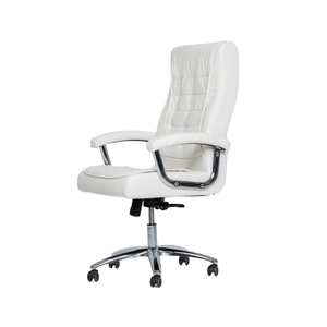 Cadeira de Escritório Ergonômica Giratória Couro Presidente Molas Califórnia Fratini Branco