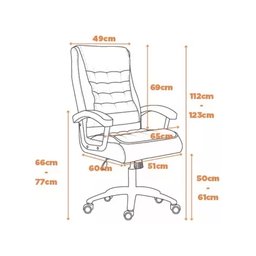 Cadeira de Escritório Ergonômica Giratória Couro Presidente Molas Califórnia Fratini Branco - 7