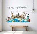 Ver imagem 1 de Adesivo Decorativo para Escolas Globo e Monumentos com Frase