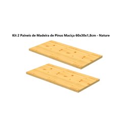 Kit 2 Painéis de Madeira de Pinus Maciça 60x30x1,8cm – Eco - 1