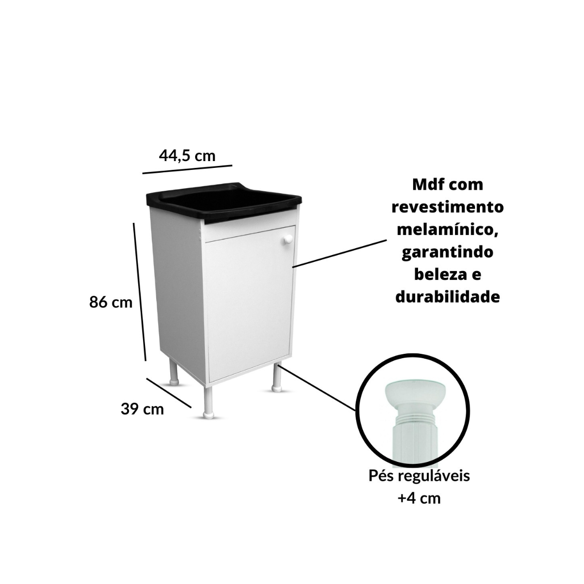 Gabinete Mdf com Tanque 22 Litros Plástico Entregue Montado - 5