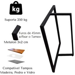 Bases de Mesa Estilo Industrial Modelo T 75x60cm Kit C/2un - Dourado - 6