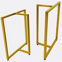 Ver imagem 1 de Bases de Mesa Estilo Industrial Modelo T 75x60cm Kit C/2un - Dourado