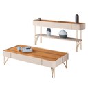Ver imagem 2 de Conjunto Decorativo Aparador e Mesa de Centro Rennes Mdp/mdf Pés de Aço Off White/cinamomo G26 - Gra