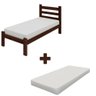 Cama Solteiro com Colchão Madeira Maciça Reforçada Castanho - 3