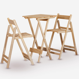 Conjunto de Mesa e 2 Cadeiras Davos Bistrô Dobrável Eucalipto sem Pintura Marcenaria Real - 1