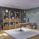 Ver imagem 5 de Conjunto Completo para Escritório 6 Peças com Mesa Escrivaninha Linha Industrial Kappesberg