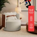 Ver imagem 4 de Kit 2 Poltrona Orgânica Base Giratória Maya Corino Nozes e Boucle Cinza Redonda Decorativa - Arkell