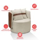 Ver imagem 5 de Kit 2 Poltrona Orgânica Base Giratória Maya Corino Nozes e Boucle Cinza Redonda Decorativa - Arkell