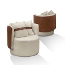 Ver imagem 2 de Kit 2 Poltrona Orgânica Base Giratória Maya Corino Nozes e Boucle Cinza Redonda Decorativa - Arkell