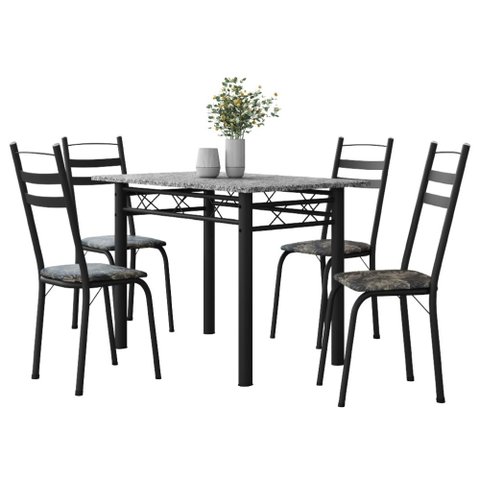 Conjunto de Mesa Sala de Jantar com 4 Cadeiras Leia Tubular Granito 1,20m Artefamol