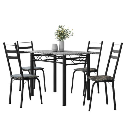 Conjunto de Mesa Sala de Jantar com 4 Cadeiras Leia Tubular Granito 1,20m Artefamol
