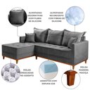Ver imagem 6 de Sofá 3 Lugares Onix com Chaise Lado Esquerdo 230cm em Veludo