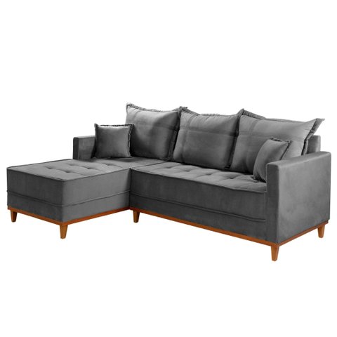 Sofá 3 Lugares Onix com Chaise Lado Esquerdo 230cm em Veludo