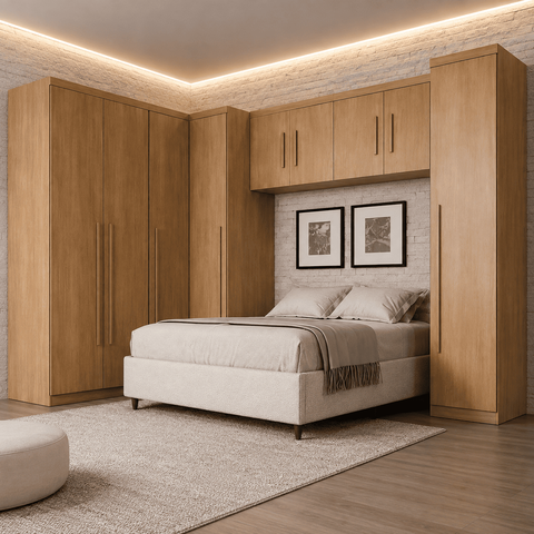 Guarda Roupa Modulado Dallas 5 Módulos 9 Portas de Bater 3 Gavetas