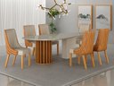 Ver imagem 7 de Conjunto Sala de Jantar Mesa Orgânica 200cm 6 Cadeiras Belle com Tampo Vidro Cinamomo/Off White/Sint