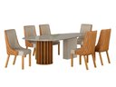 Ver imagem 1 de Conjunto Sala de Jantar Mesa Orgânica 200cm 6 Cadeiras Belle com Tampo Vidro Cinamomo/Off White/Sint