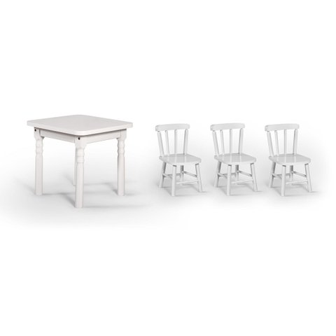 Conjunto Mesinha Infantil Branca com 3 Cadeiras Kids Branca - Straub Web