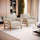 Ver imagem 3 de Kit 2 Poltronas Sabrina de Madeira Maciça com Almofada Veludo Bege 102