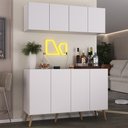 Ver imagem 2 de Kit Bar Armário Aéreo e Aparador 4 Portas Retrô Multimóveis Mp1086 Branco/natural