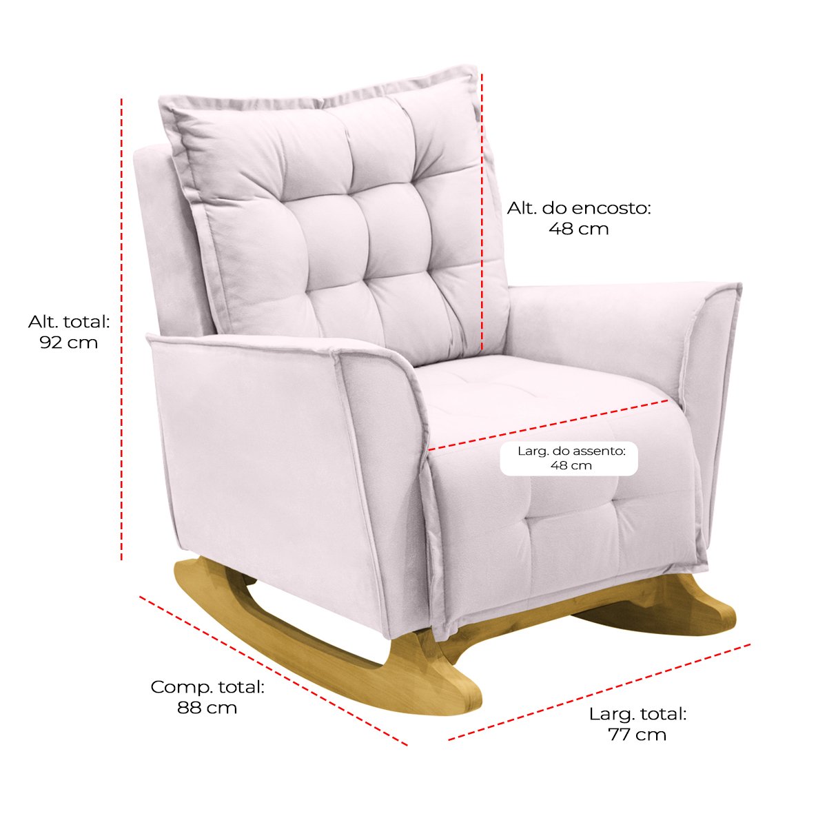 Poltrona Amamentação de Balanço Helena + Puff Veludo Quarto Bebê:rosê - 6
