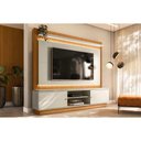 Ver imagem 1 de Estante P/ Sala até 75 Pol Guararapes C/ 2 Portas e Led 215x191cm Nature/off White - Linea Brasil