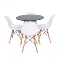 Ver imagem 1 de Conjunto Mesa De Jantar Eiffel 80cm Preta Com 4 Cadeiras Charles Eames Eiffel Wood Branca