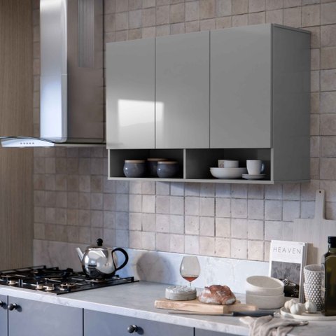 Armário Aéreo 3 Portas Milão Suspenso para Quarto Cozinha Sala Rede Móveis