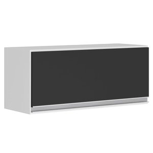 Armário Aéreo Multiuso Geladeira Lux 70cm 100% MDF 01 Porta Basculante Branco Preto - Desk Design