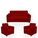 Ver imagem 1 de Sofá + 2 Poltrona para Sala de Estar Moderno Confortável Veneza Suede