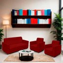 Ver imagem 2 de Sofá + 2 Poltrona para Sala de Estar Moderno Confortável Veneza Suede