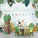 Ver imagem 3 de Papel de Parede - Safári com Zebra, Leão, Girafa