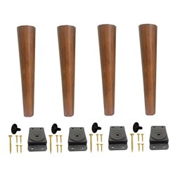 Kit 4 Pé Palito 35cm Amendoa Marrom Claro + Chapinha Inclinada Pvc + Parafuso - 1