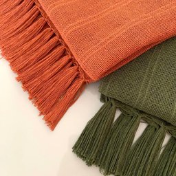 Kit com 2 Mantas Quadriculada para Sofá e Camas Verde Oliva e Terracota Xale 1,20x1,80 M Artesanato - 2
