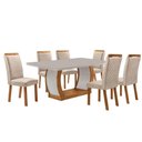 Ver imagem 3 de Mesa Jantar Milena 6 Lugares MDF Vidro Cadeiras Lorena Veludo Off White 180cm Moderna