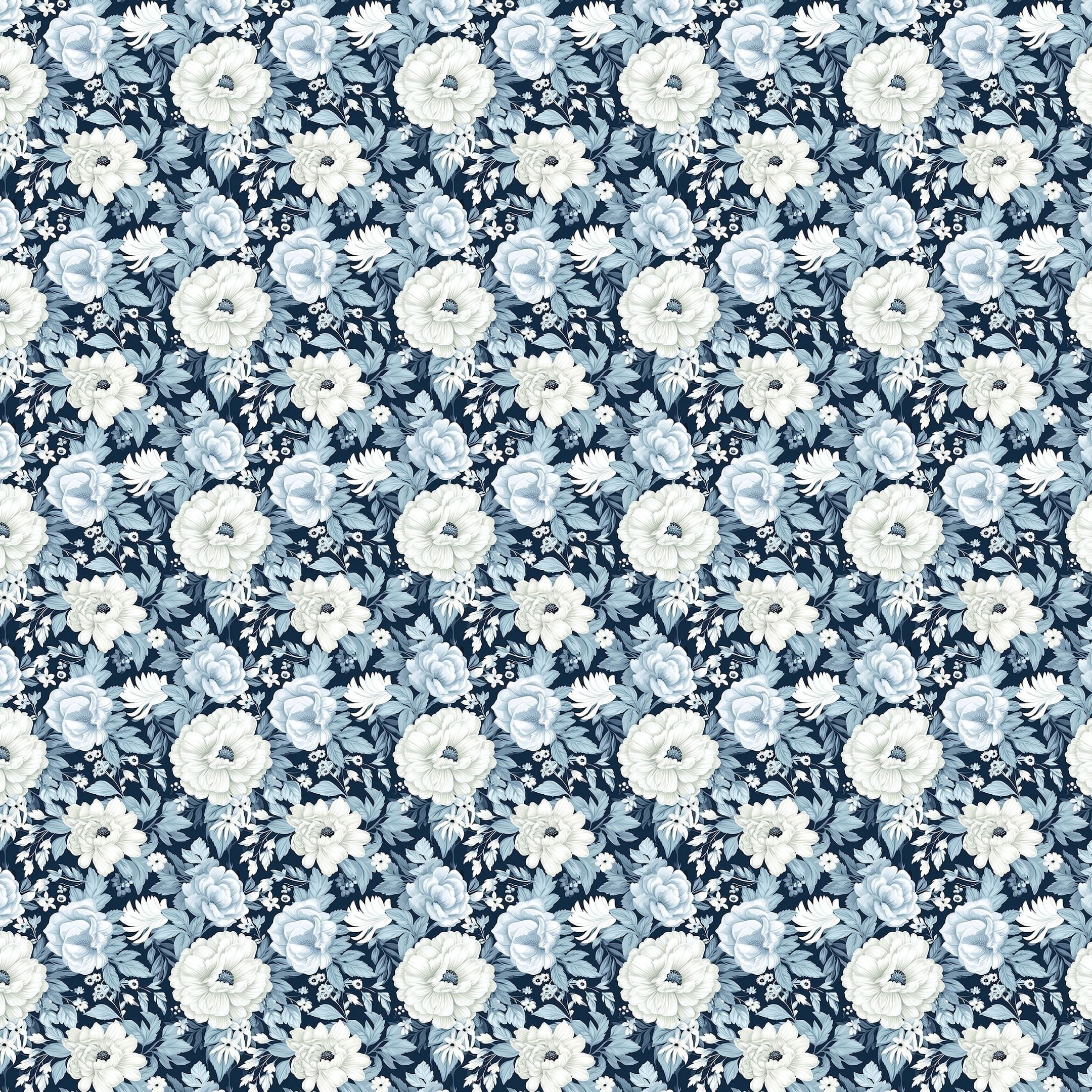 Papel de Parede Adesivo Dusty Blue Flowers 5 - 2