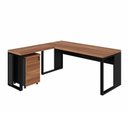 Ver imagem 2 de Mesa de Escritório em L 170 cm X 160 cm 40mm Pés Metal com Gaveteiro F5 Office Cor:Nogal com Preto