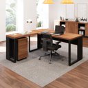 Ver imagem 1 de Mesa de Escritório em L 170 cm X 160 cm 40mm Pés Metal com Gaveteiro F5 Office Cor:Nogal com Preto